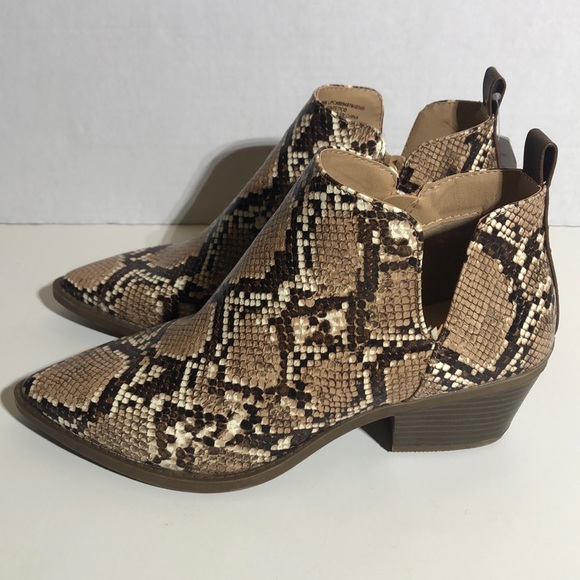 snake print western ankle boots